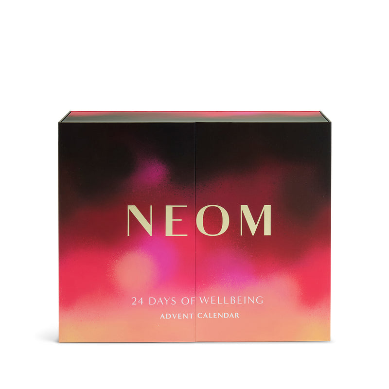 NEOM 24 Days of Wellbeing Advent Calendar with gradient design on a white background