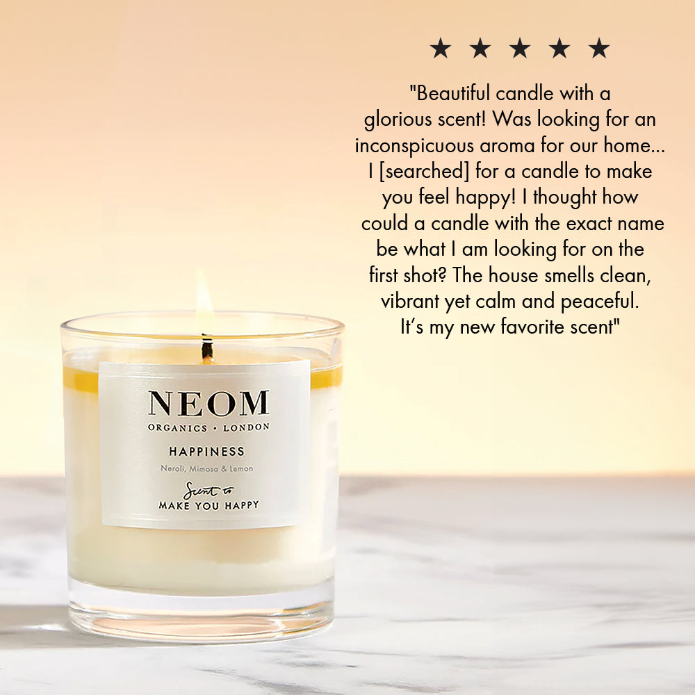 Happiness Scented Candle (3 Wicks) NEOM Wellbeing London NEOM