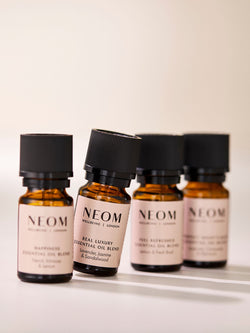 NEOM essential oil blends including Real Luxury and Happiness 