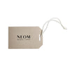NEOM gift tag on a white background