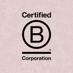 Certified B Corporation logo on a beige background