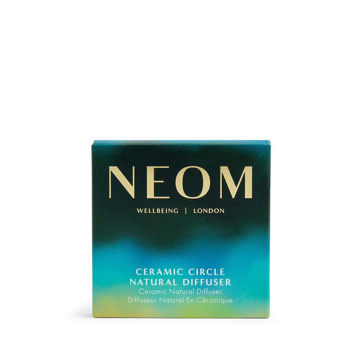 NEOM Ceramic Circle Natural Diffuser packaging on a white background