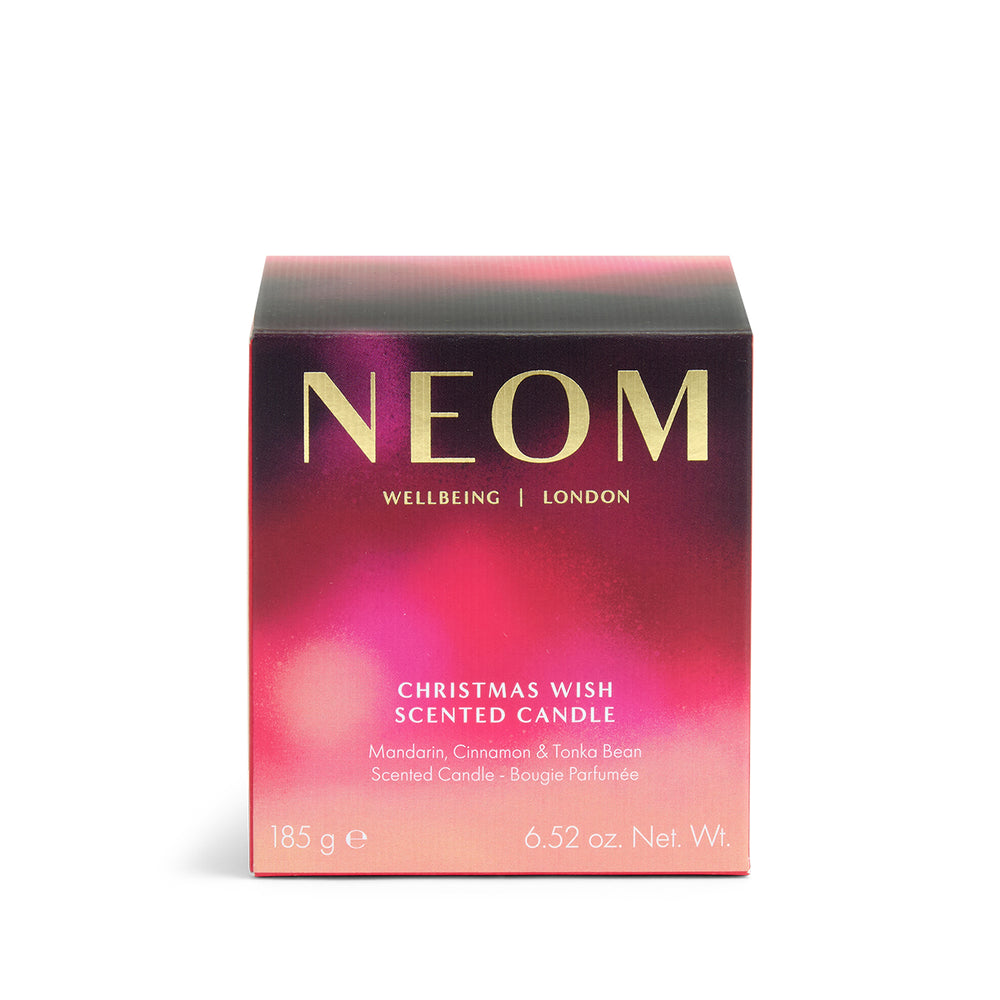 NEOM Christmas Wish 1 Wick Scented Candle packaging on a white background