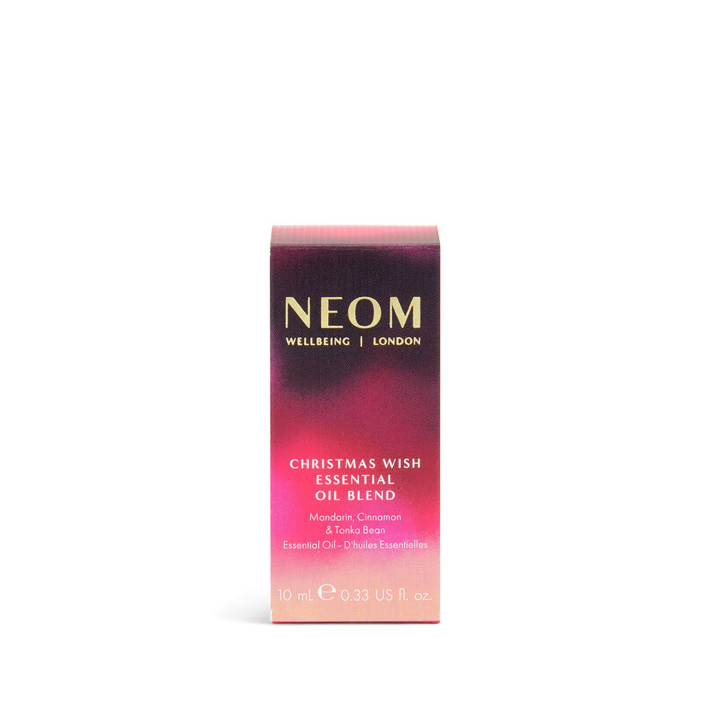 NEOM Christmas Wish Essential Oil Blend packaging on a white background