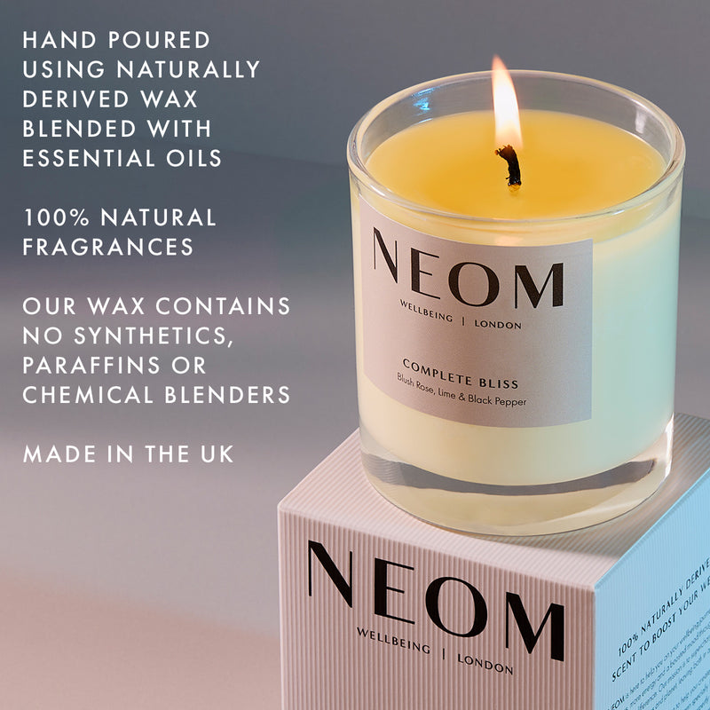Complete Bliss Scented Candle 1 Wick

HAND POURED
USING NATURALLY DERIVED WAX BLENDED WITH ESSENTIAL OILS

100% NATURAL FRAGRANCES

OUR WAX CONTAINS NO SYNTHETICS, PARAFFINS OR CHEMICAL BLENDERS

MADE IN THE UK