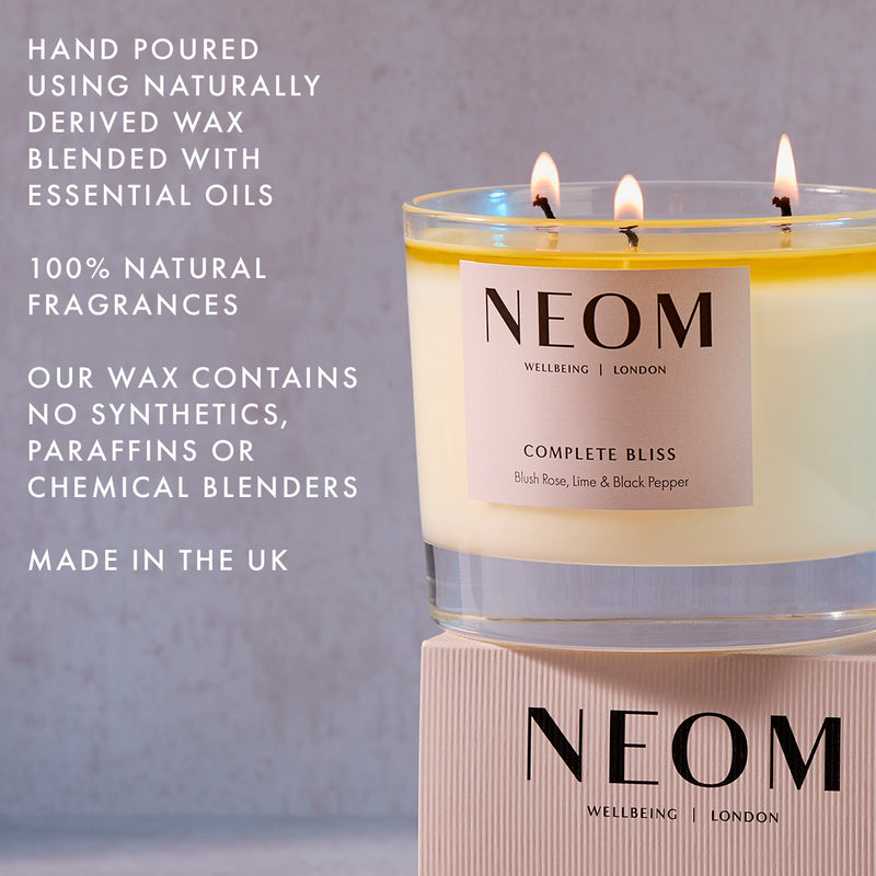 Complete Bliss Scented Candle 3 Wick

HAND POURED
USING NATURALLY DERIVED WAX BLENDED WITH ESSENTIAL OILS

100% NATURAL FRAGRANCES

OUR WAX CONTAINS NO SYNTHETICS, PARAFFINS OR CHEMICAL BLENDERS

MADE IN THE UK