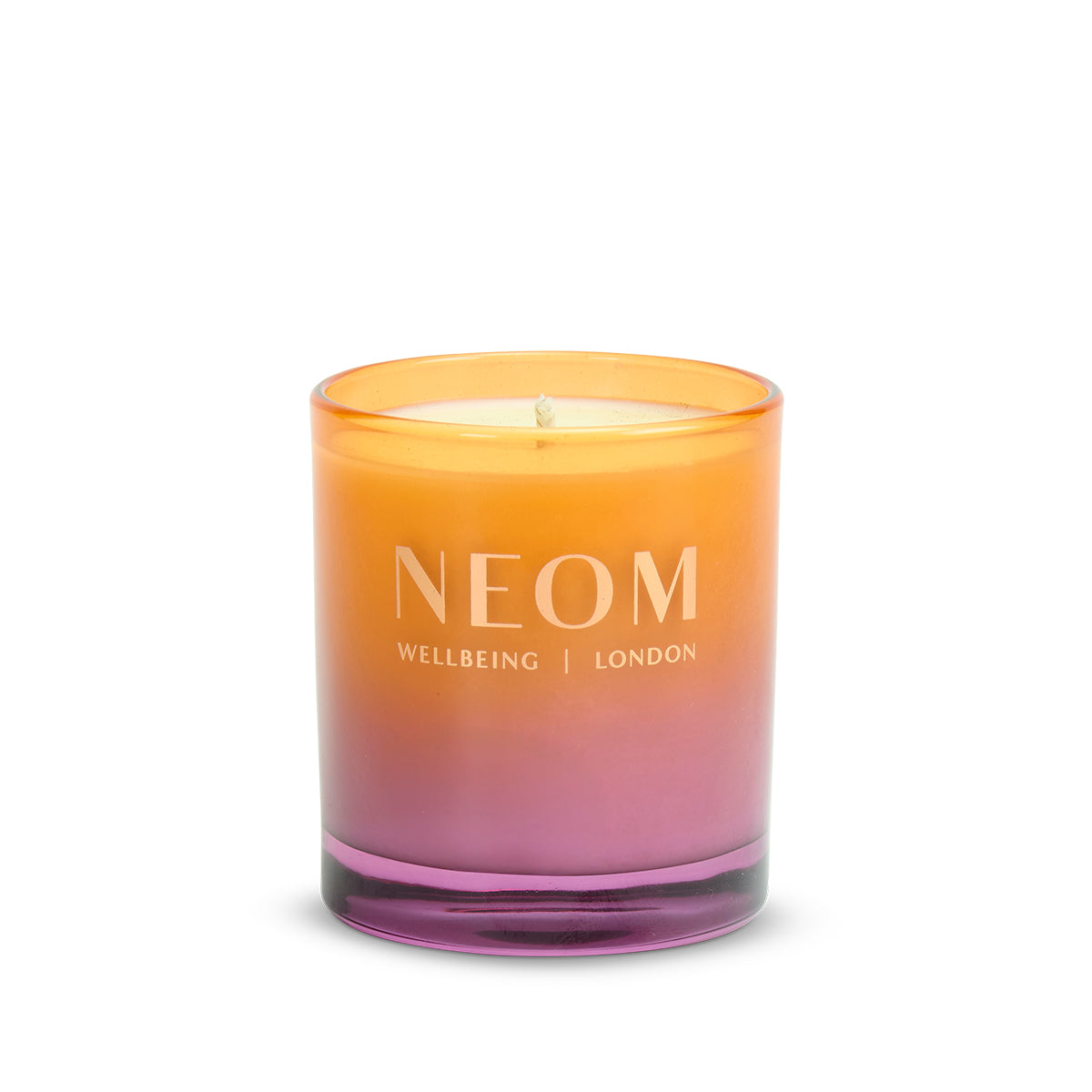 NEOM Cosy Nights 1 Wick Scented Candle with gradient colour on a white background