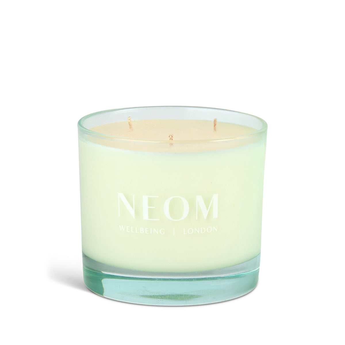 Neom candle with a white background