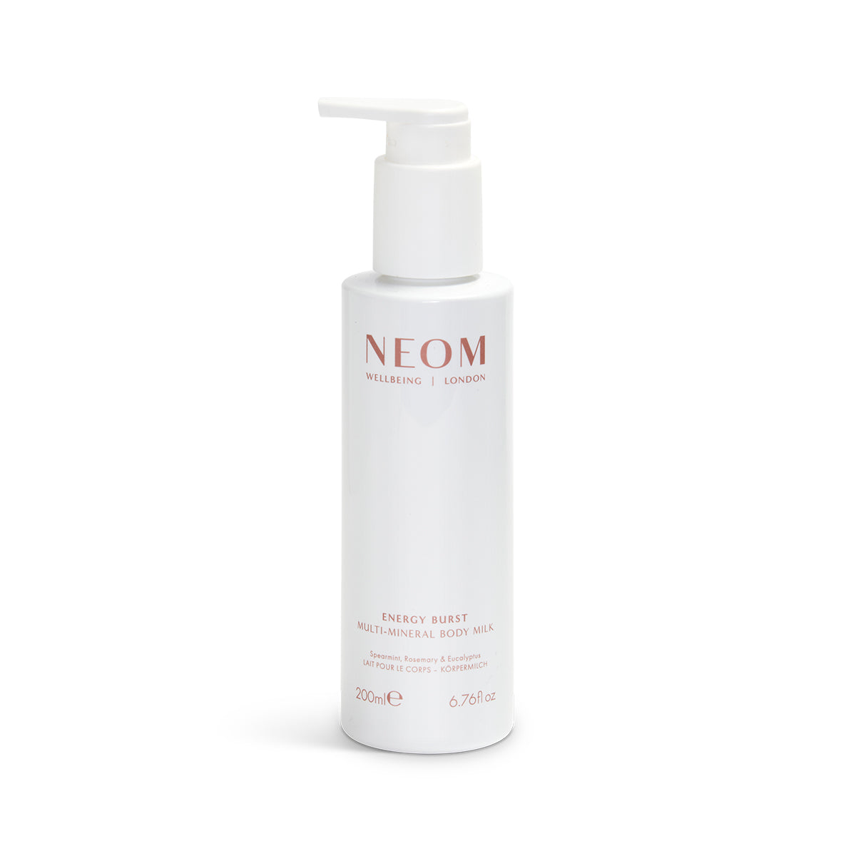 NEOM body milk bottle on a white background