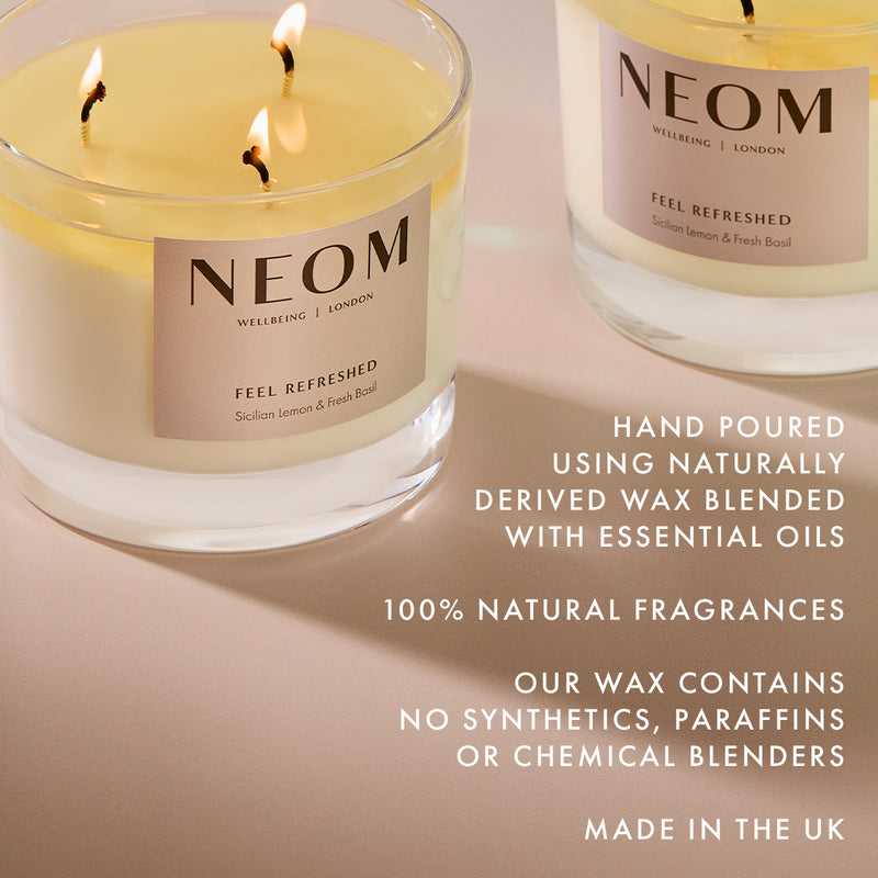Feel Refreshed Scented Candle 3 Wick

HAND POURED
USING NATURALLY DERIVED WAX BLENDED WITH ESSENTIAL OILS

100% NATURAL FRAGRANCES

OUR WAX CONTAINS NO SYNTHETICS, PARAFFINS OR CHEMICAL BLENDERS

MADE IN THE UK