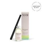 NEOM feel refreshed Reed Diffuser Refill with packaging on a white background