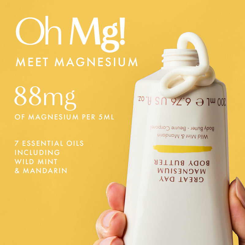NEOM Great Day magnesium body butter tube, 88mg magnesium with wild mint and mandarin essential oils