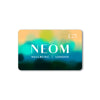 NEOM gift card with gradient colours on a white background