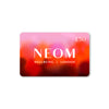 NEOM gift card with gradient colours on a white background