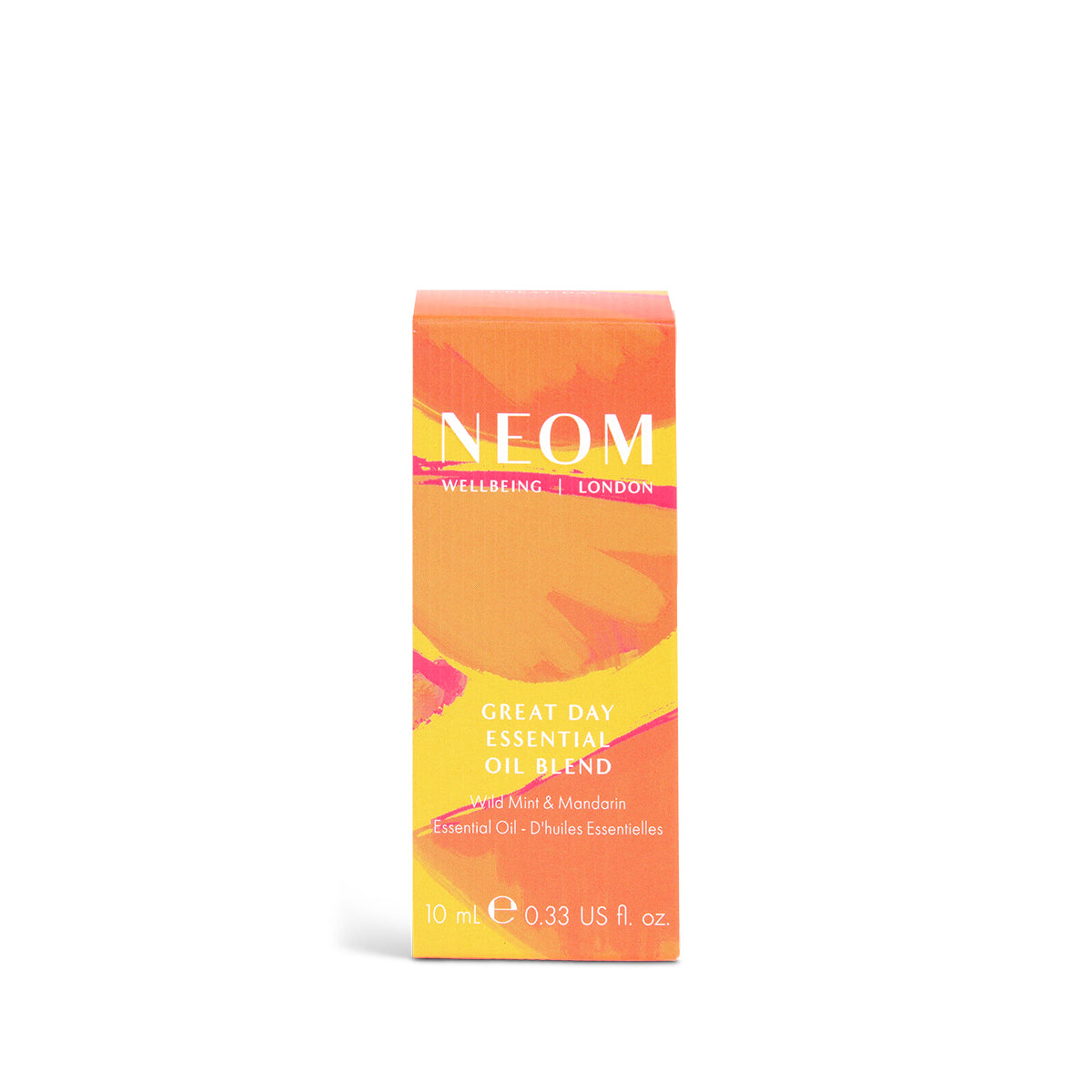 Neom essential oil blend packaging on a white background