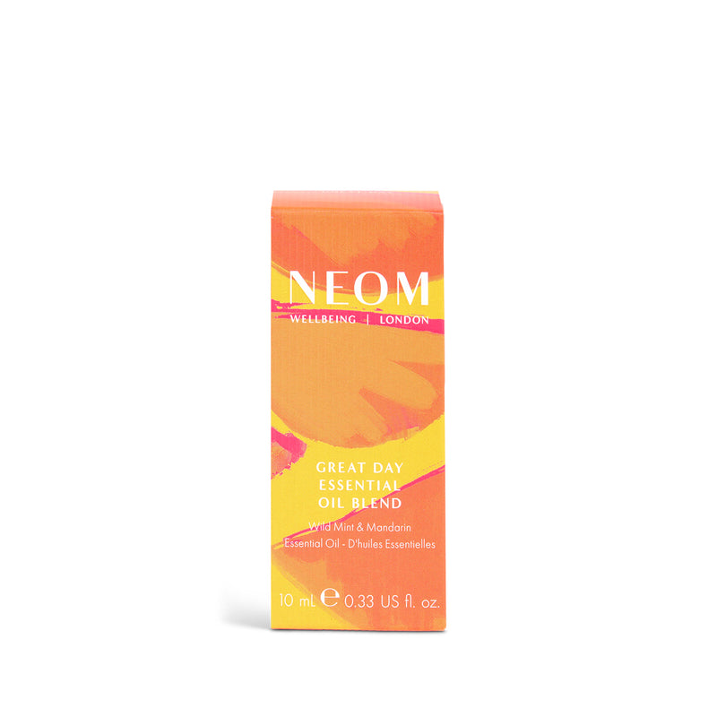 Neom essential oil blend packaging on a white background