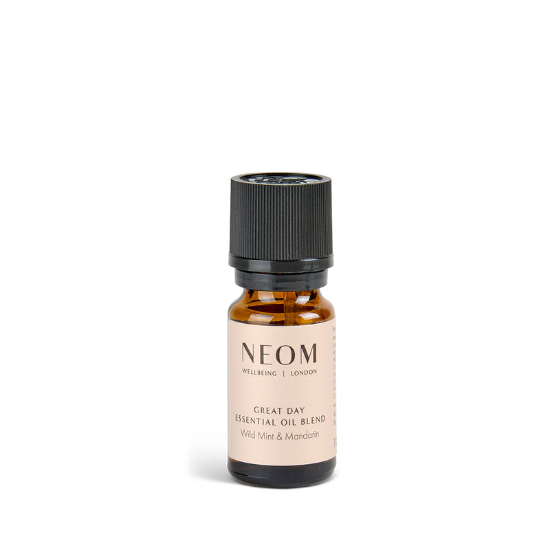 Neom essential oil blend bottle on a white background