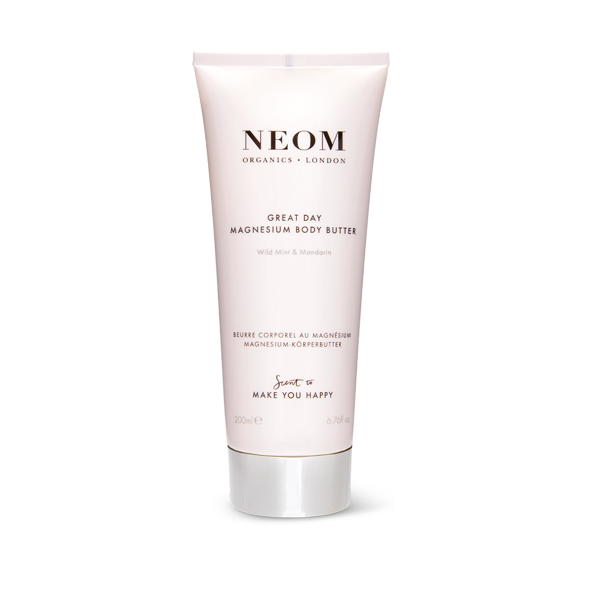 NEOM magnesium body butter tube on a white background