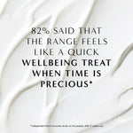 Cream texture background with wellbeing message, luxury skincare concept NEOM