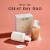 NEOM Great Day Duo gift set with hand wash and lotion, luxury wellbeing skincare packaging