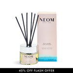 NEOM real luxury reed diffuser with packaging on a white background