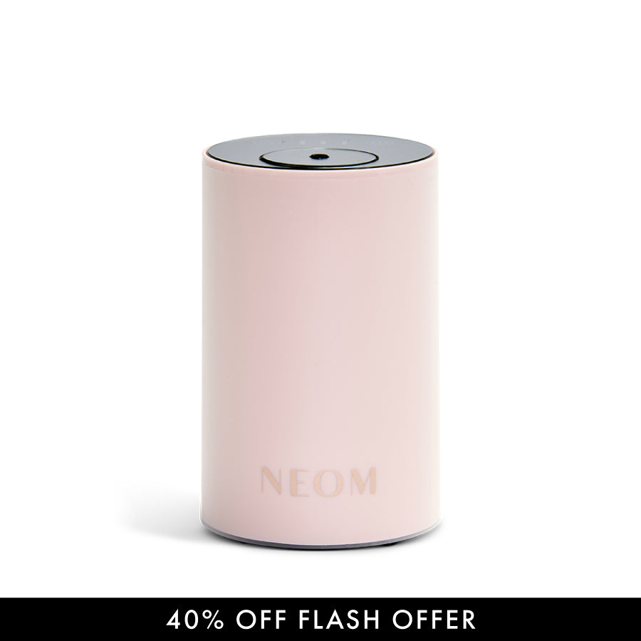 Pod Diffuser with 'NEOM' branding on a white background, featuring a 40% off flash offer.