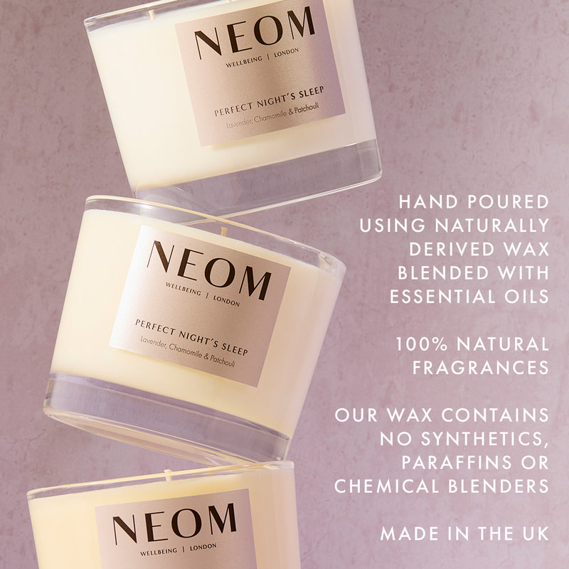 Perfect Night's Sleep Scented Candle 3 Wick

HAND POURED
USING NATURALLY DERIVED WAX BLENDED WITH ESSENTIAL OILS

100% NATURAL FRAGRANCES

OUR WAX CONTAINS NO SYNTHETICS, PARAFFINS OR CHEMICAL BLENDERS

MADE IN THE UK