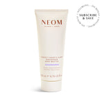 NEOM body butter tube on a white background with 'Subscribe & Save' text.