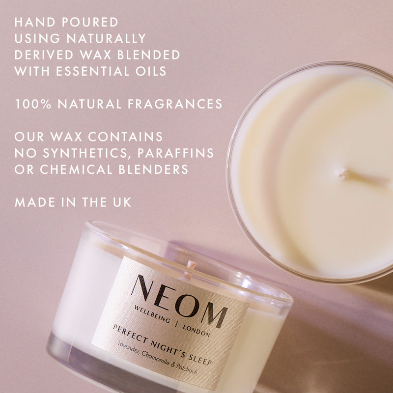 Perfect Night's Sleep Scented Candle Travel

HAND POURED
USING NATURALLY DERIVED WAX BLENDED WITH ESSENTIAL OILS

100% NATURAL FRAGRANCES

OUR WAX CONTAINS NO SYNTHETICS, PARAFFINS OR CHEMICAL BLENDERS

MADE IN THE UK