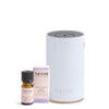 NEOM Wellbeing Electric Pod Mini+ Waterless Diffuser in White with the Perfect Night's Sleep Essential Oil Blend