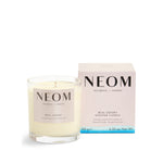 NEOM Real Luxury scented candle with packaging on a white background