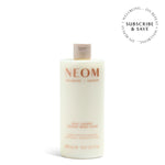 NEOM real luxury body wash with 'Subscribe & Save' roundel on a white  background