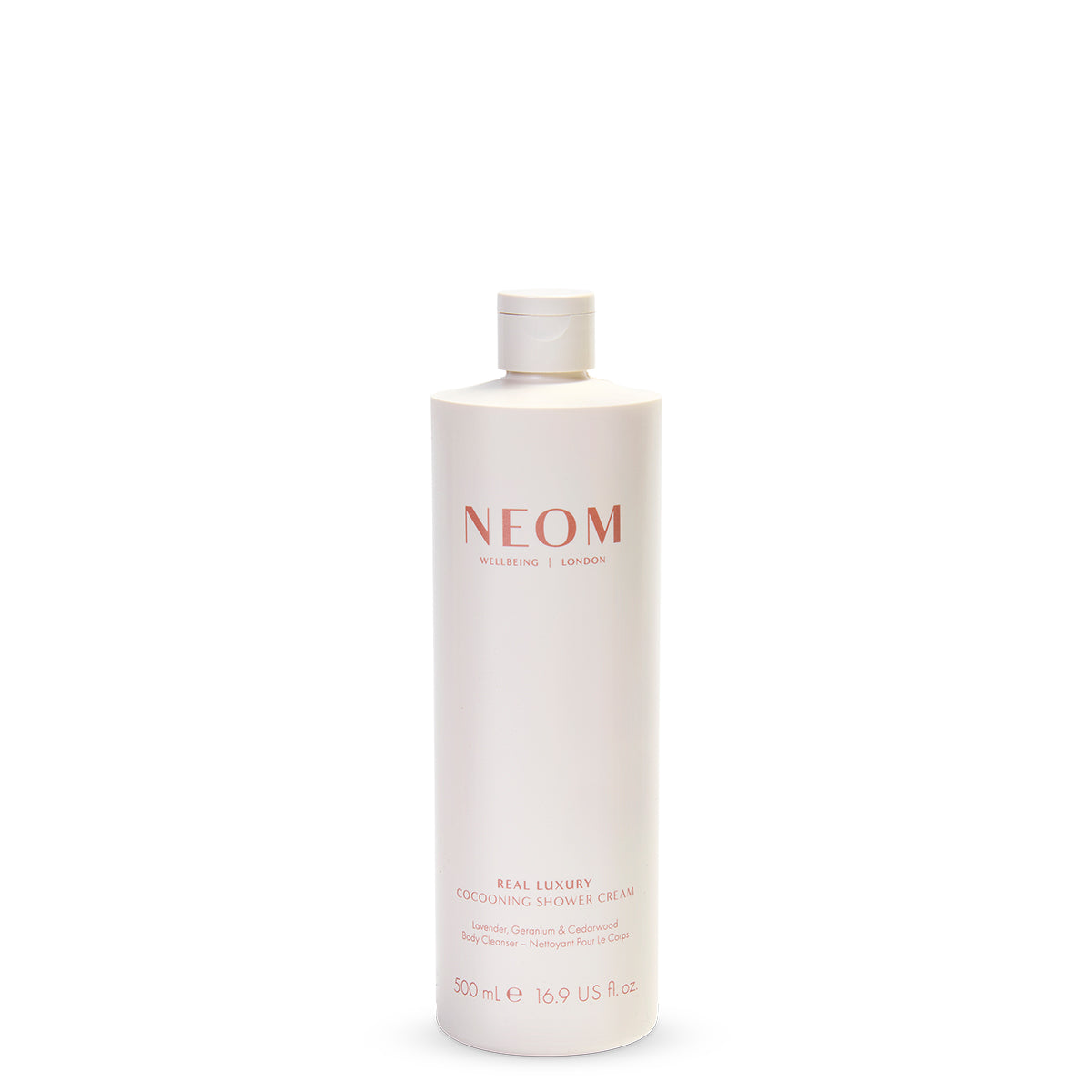 NEOM Real Luxury Cocooning Shower Cream 500ml on a white background