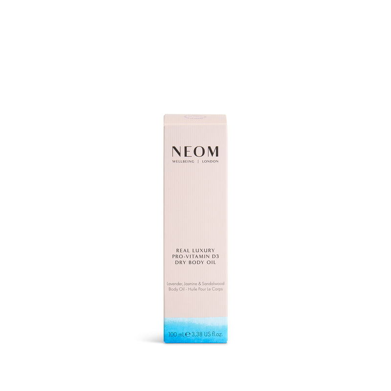 NEOM real luxury pro-vitamin d3 dry body oil box