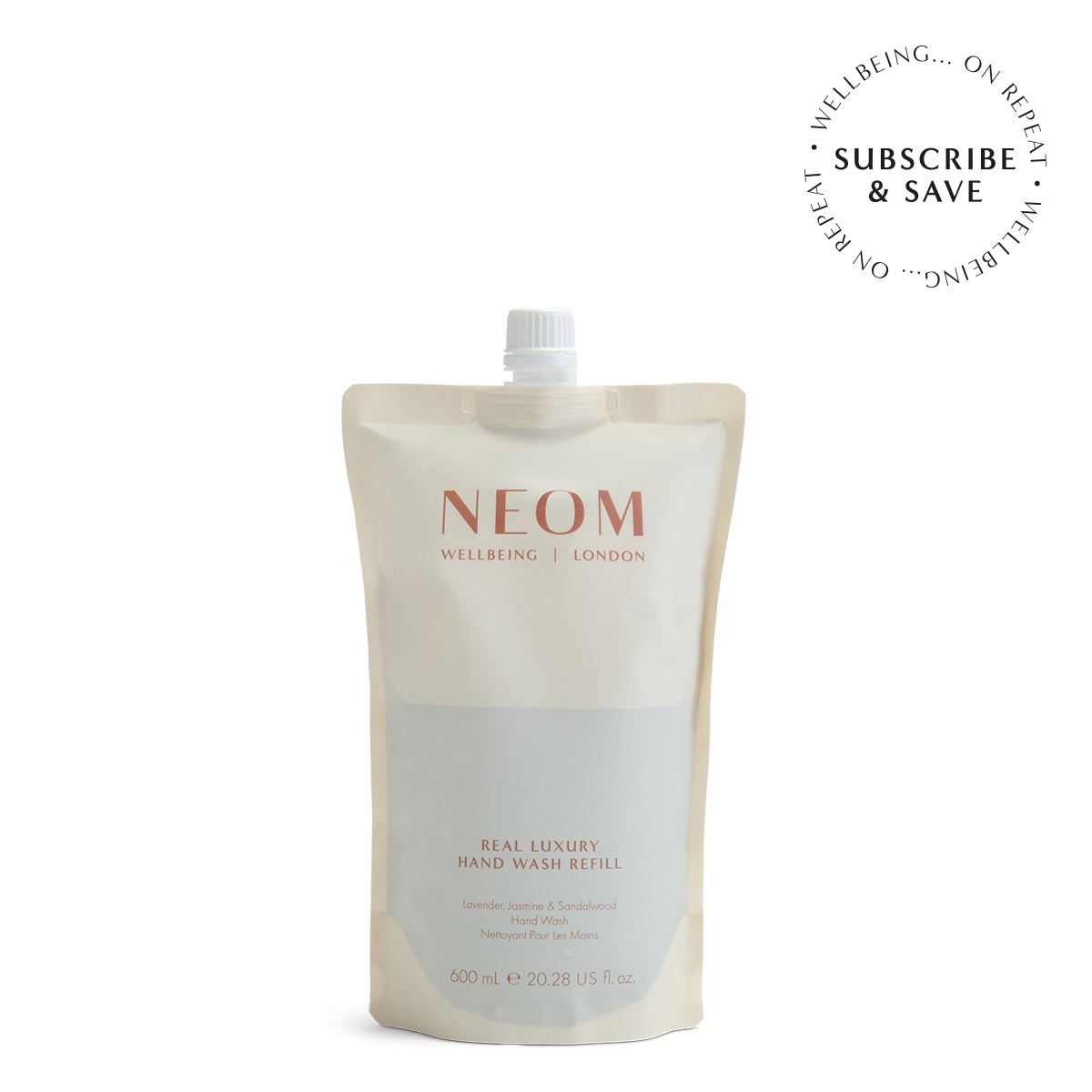 NEOM hand wash refill packaging on a white background