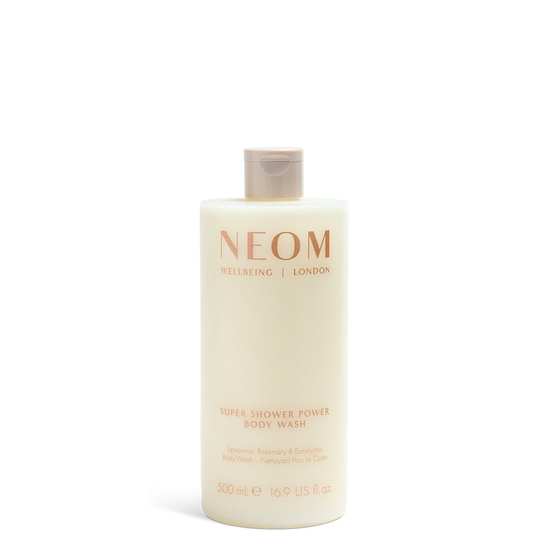NEOM super shower power body wash 500ml on a white background