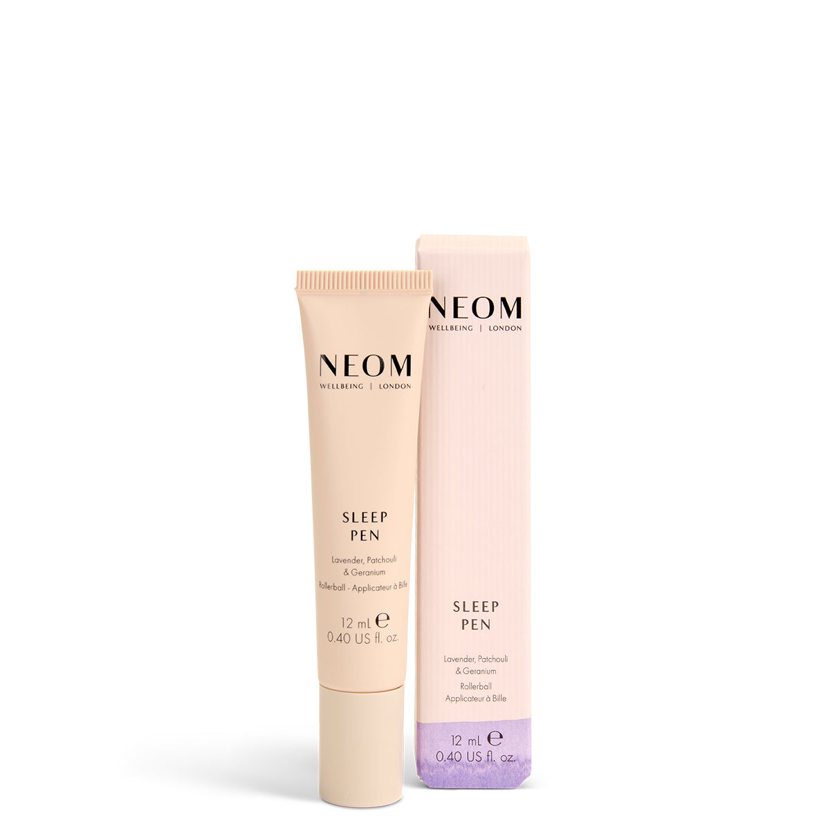 NEOM Sleep Pen packaging on a white background