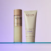 NEOM bath & body products on a gradient purple background