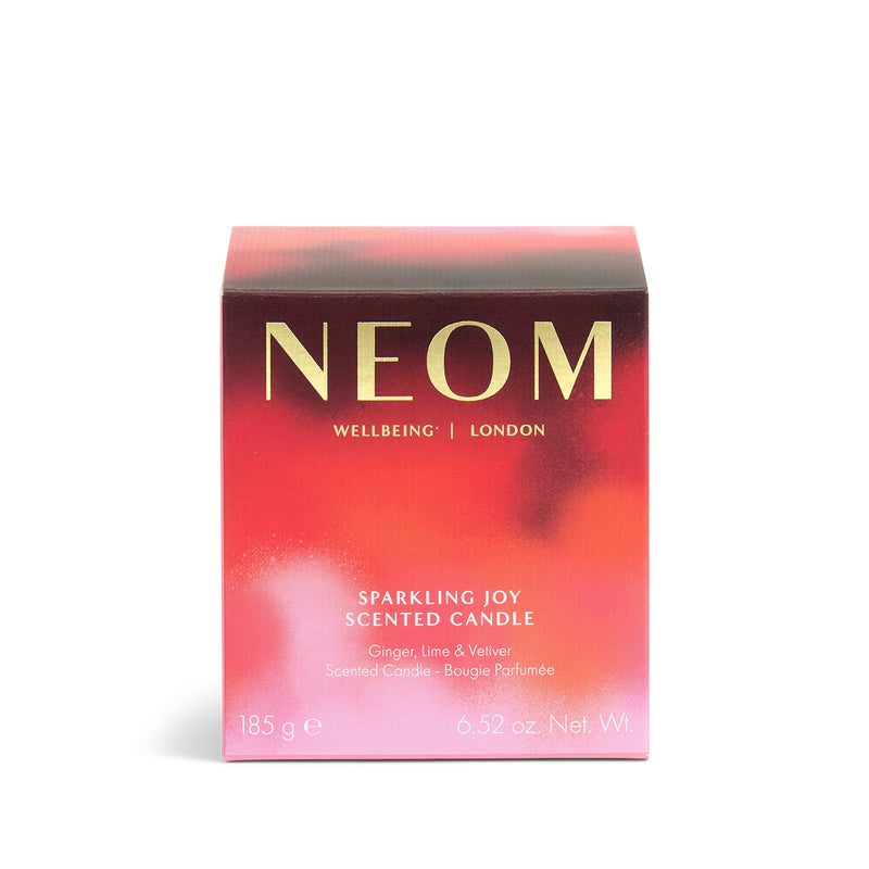 NEOM Sparkling Joy 1 Wick Scented Candle packaging on a white background