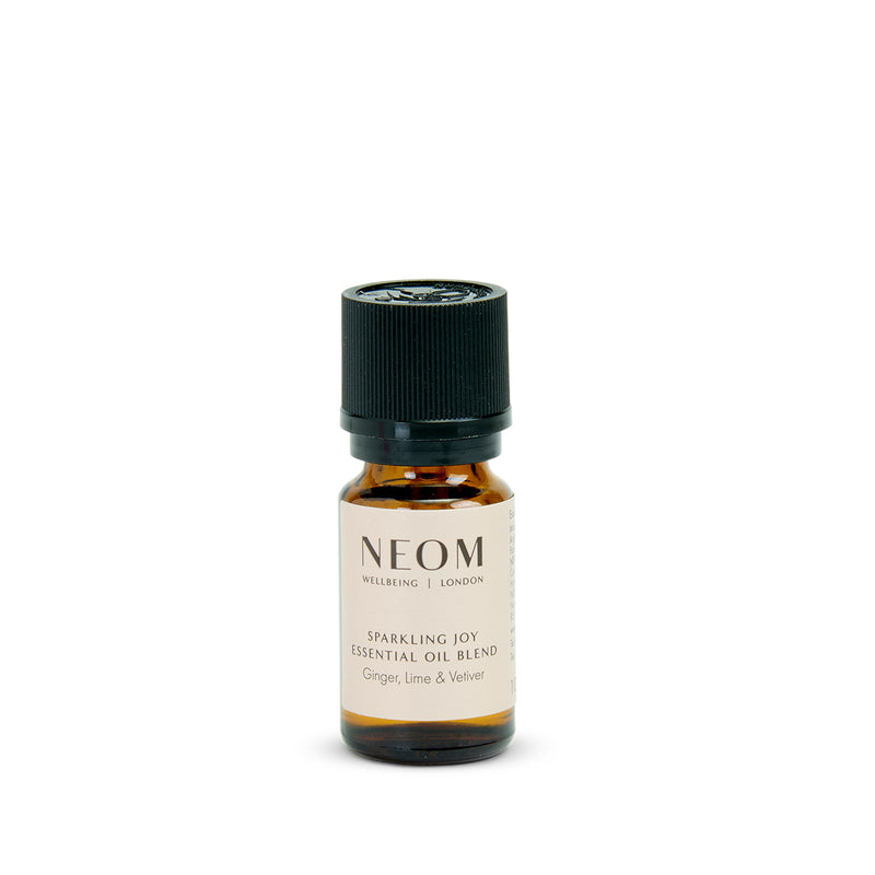 NEOM Sparkling Joy essential oil bottle on a white background
