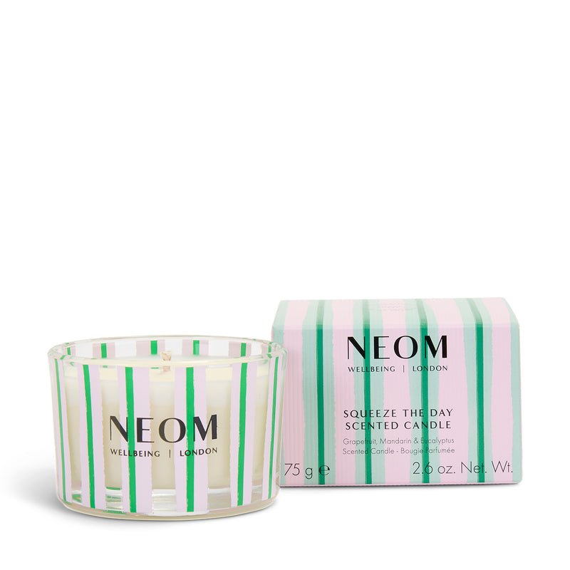 NEOM squeeze the day travel candle and box