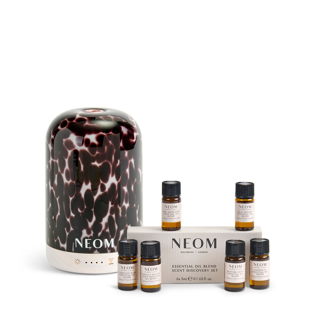 NEOM Tortoiseshell Wellbeing Pod with Essential Oil Blend Discovery Set