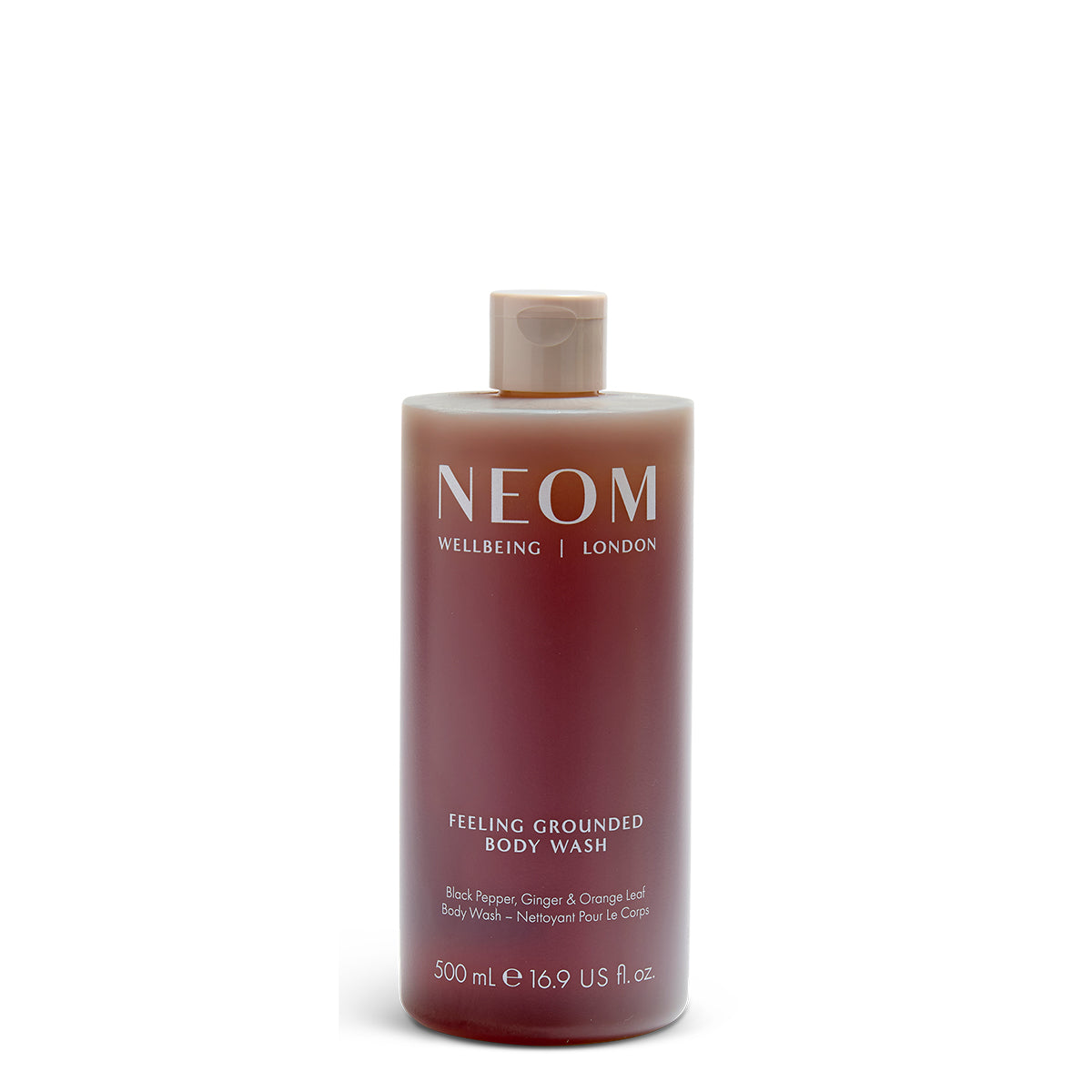 NEOM feeling grounded body wash 500ml on a white background