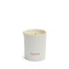White ribbed candle with 'NEOM' branding on a white background