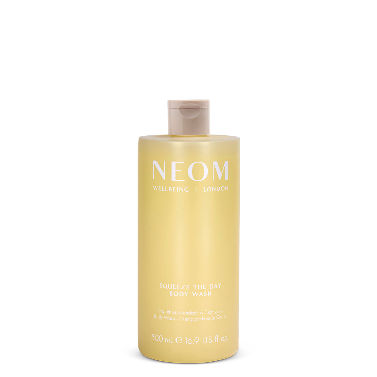 NEOM squeeze the day body wash 500ml on a white background