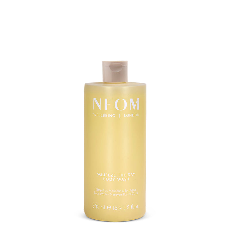 NEOM squeeze the day body wash 500ml on a white background